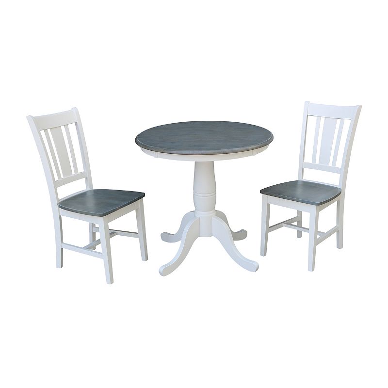 International Concepts Round Pedestal Table & San Remo Chair 3-piece Set, M