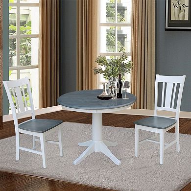 International Concepts Round Pedestal Table & San Remo Chair 3-piece Set