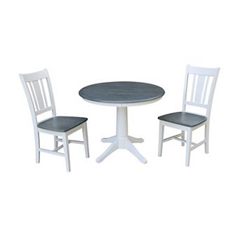 International Concepts Two-Tone Round Pedestal Table & San Remo Chair 3 pc Set