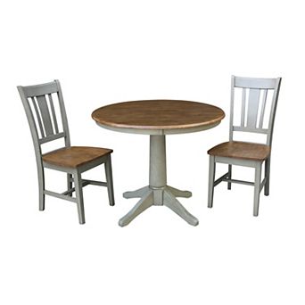 International Concepts Two-Tone Round Pedestal Table & San Remo Chair 3 pc Set