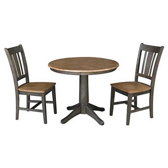 International Concepts Two-Tone Round Pedestal Table & San Remo Chair 3 pc Set