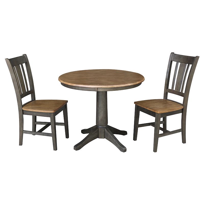 International Concepts Round Pedestal Table & San Remo Chair 3-piece Set, B