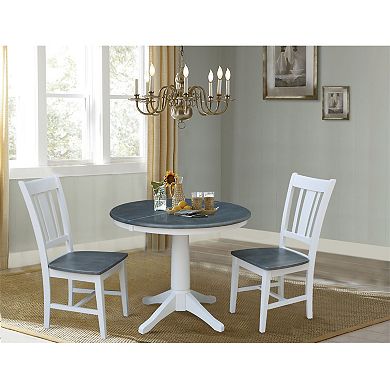 International Concepts Round Extension Dining Table & Chair 3-piece Set