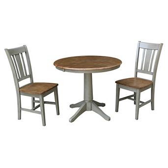 International Concepts 30 in Round Extension Dining Table & Chair 3 pc Set
