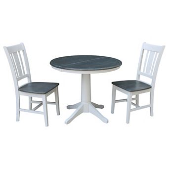 International Concepts 30 in Round Extension Dining Table & Chair 3 pc Set