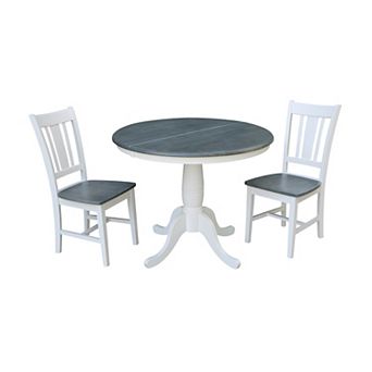 International Concepts 29 in Round Extension Dining Table & Chair 3 pc Set