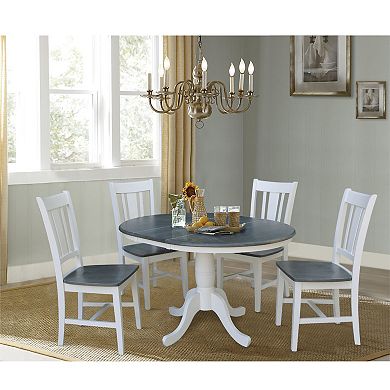 International Concepts Round Extension Dining Table & San Remo Chair 5-piece Set