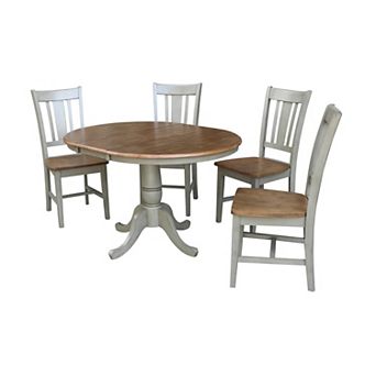 International Concepts Round Extension Dining Table & San Remo Chair 5 pc Set