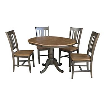 International Concepts Round Extension Dining Table & San Remo Chair 5 pc Set