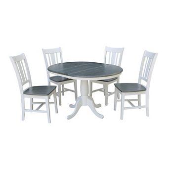 International Concepts Round Extension Dining Table & San Remo Chair 5 pc Set