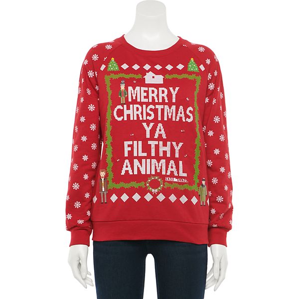 Juniors' Home Alone Merry Christmas Ya Filthy Animal Graphic Sweatshirt