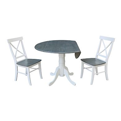 International Concepts Dual Drop Leaf Table with X-Back Chairs 3-pc. Dining Set