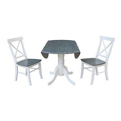 International Concepts Dual Drop Leaf Table with X-Back Chairs 3-pc. Dining Set
