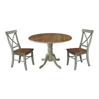 International Concepts Dual Drop Leaf Table with X-Back Chairs 3 pc Dining Set