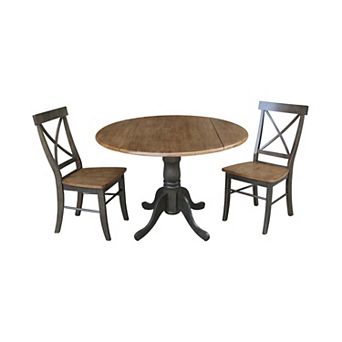 International Concepts Dual Drop Leaf Table with X-Back Chairs 3 pc Dining Set