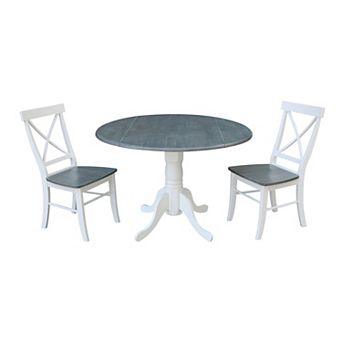 International Concepts Dual Drop Leaf Table with X-Back Chairs 3 pc Dining Set