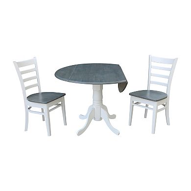International Concepts Dual Drop Leaf Table with Emily Side Chairs 3-pc. Dining Set