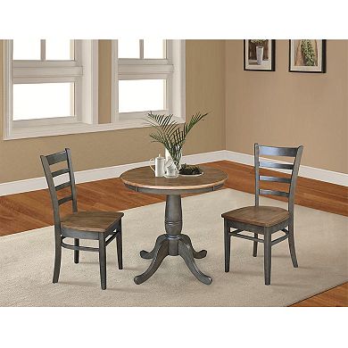 International Concepts Round Top Pedestal Table with Emily Chairs 3-pc. Dining Set