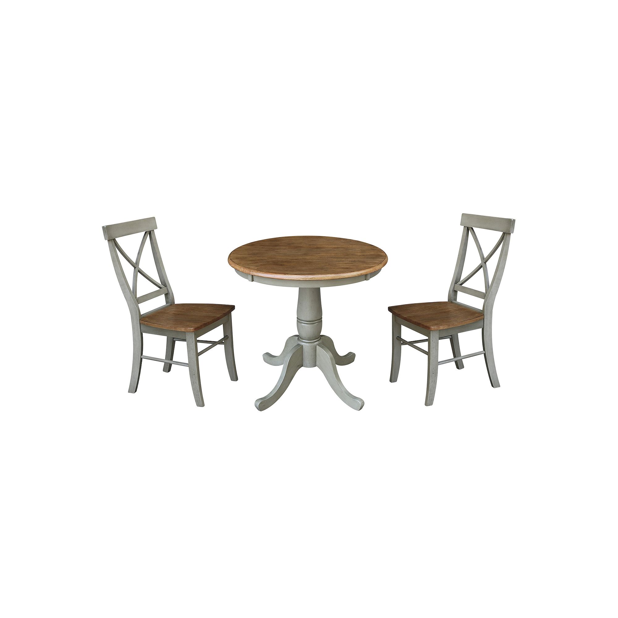 International Concepts Round Top Pedestal Table with X-Back Chairs 3-pc. Di