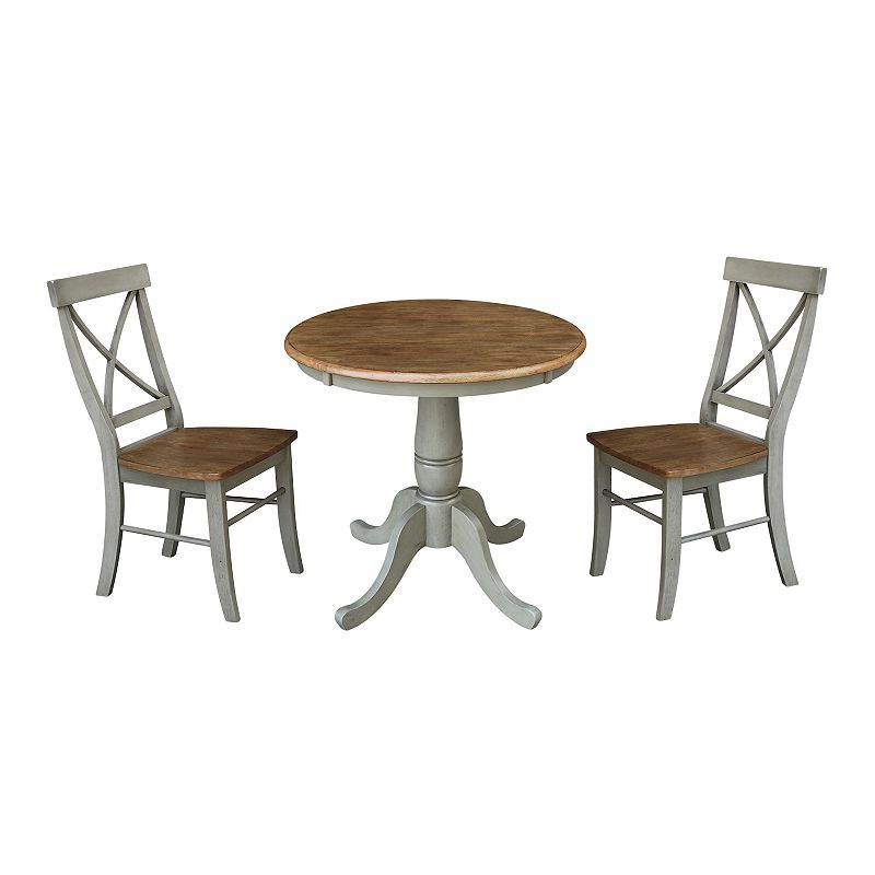 International Concepts Round Top Pedestal Table with X-Back Chairs 3-pc. Di