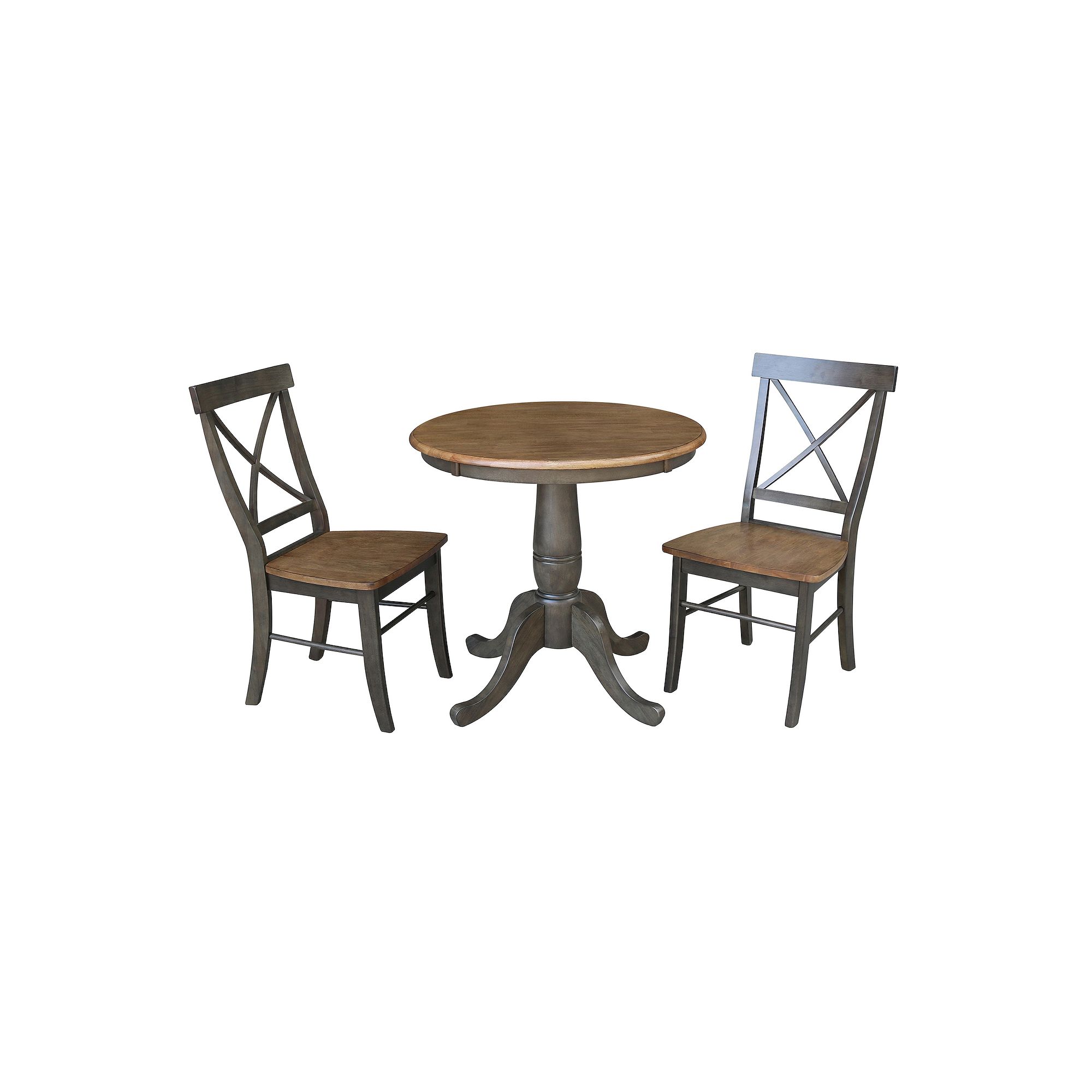 International Concepts Round Top Pedestal Table with X-Back Chairs 3-pc. Di