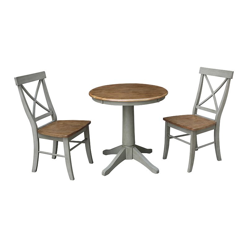 International Concepts Round Top Pedestal Table with X-Back Chairs 3-pc. Di
