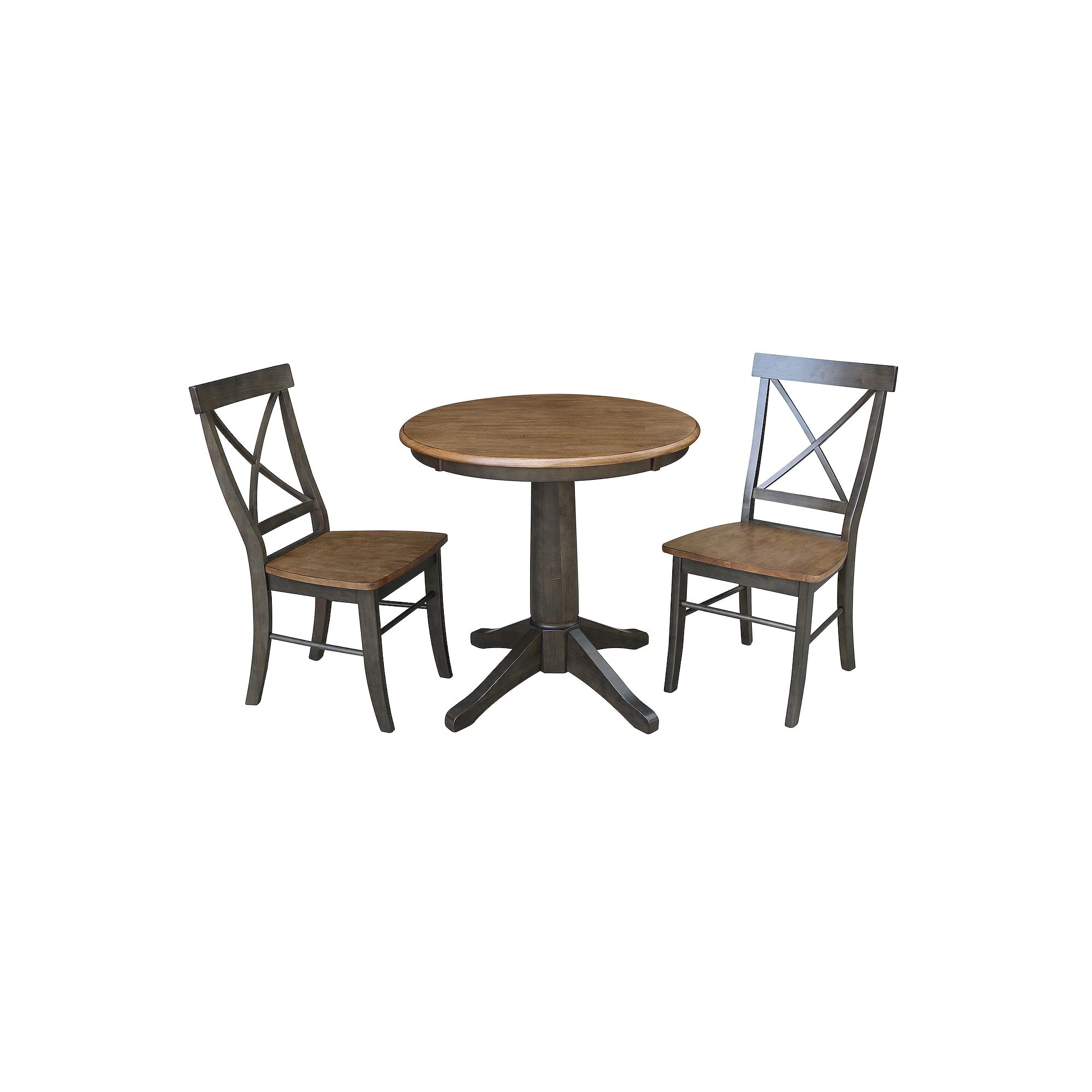 International Concepts Round Top Pedestal Table with X-Back Chairs 3-pc. Di