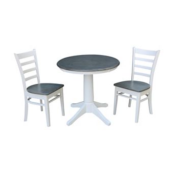International Concepts Round Top Pedestal Table with Emily Chairs 3 pc Dining Set