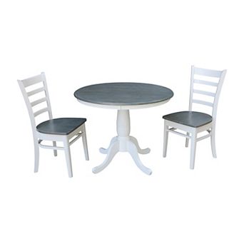 International Concepts Round Top Pedestal Table with Emily Chairs 3 pc Dining Set