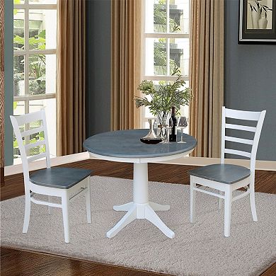 International Concepts Round Top Pedestal Table with Emily Chairs 3-pc. Dining Set