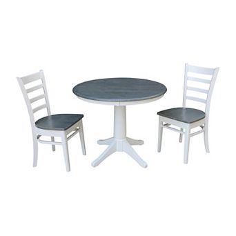 International Concepts Round Top Pedestal Table with Emily Chairs 3 pc Dining Set