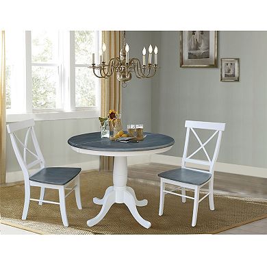 International Concepts Round Extension Dining Table & Chairs 3-pc. Dining Set