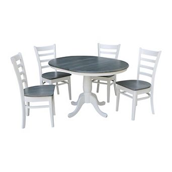 International Concepts 29 in Round Extension Dining Table & Ladder Back Chairs 5 pc Dining Set