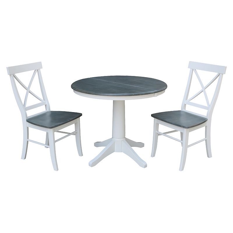 International Concepts Round Extension Dining Table & X-back Chairs 3-pc. D