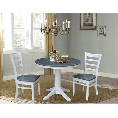 International Concepts Round Extension Dining Table & Chairs 3-pc. Dining Set