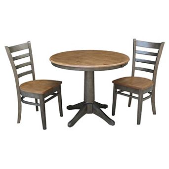 International Concepts Round Extension Dining Table & Ladder Back Chairs 3 pc Dining Set