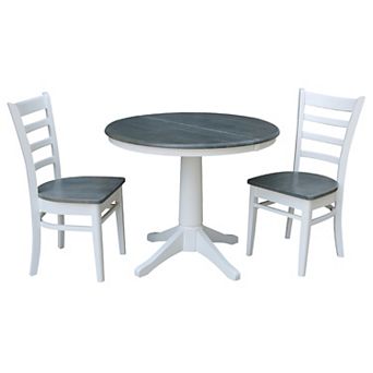 International Concepts Round Extension Dining Table & Ladder Back Chairs 3 pc Dining Set