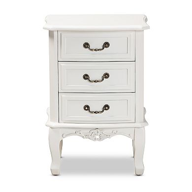 Baxton Studio Gabrielle 3-Drawer Nightstand Table