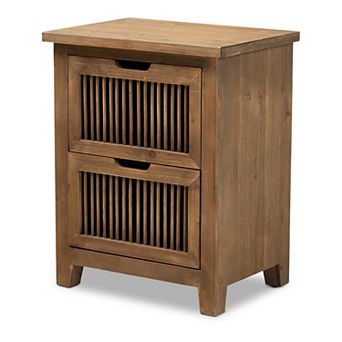 Baxton Studio Clement 2-Drawer Nightstand Table
