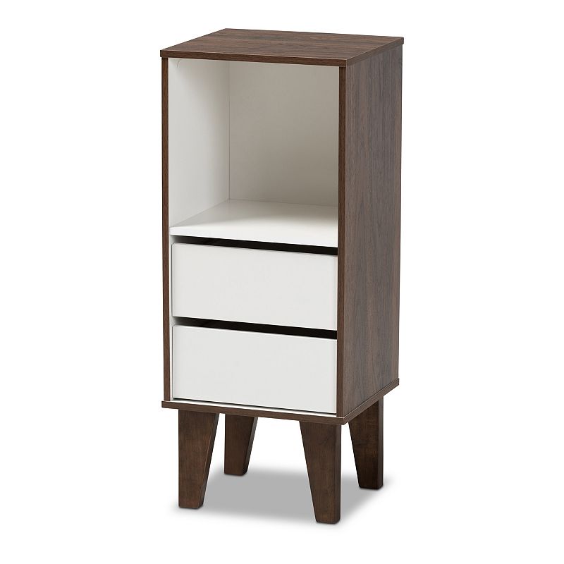 Baxton Studio Senja 2-Drawer Nightstand Table, White