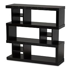 Baxton Studio Bookshelves Bookcases, Baxton Studio Lindo Bookcase And Dual Pull Out Shelving Cabinet