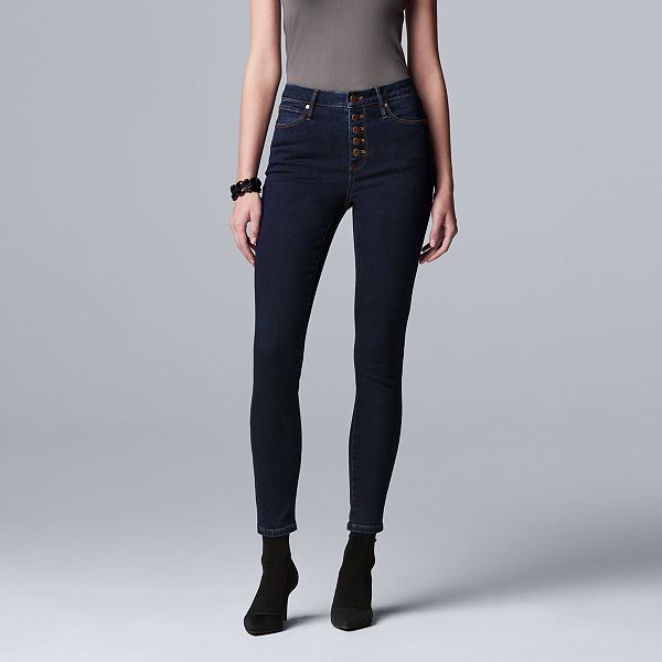 Women's Simply Vera Vera Wang Button-Front High-Waisted Skinny Jeans