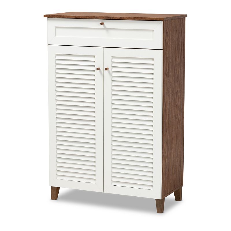 Baxton Studio Coolidge 5-Shelf Shoe Storage Cabinet, White