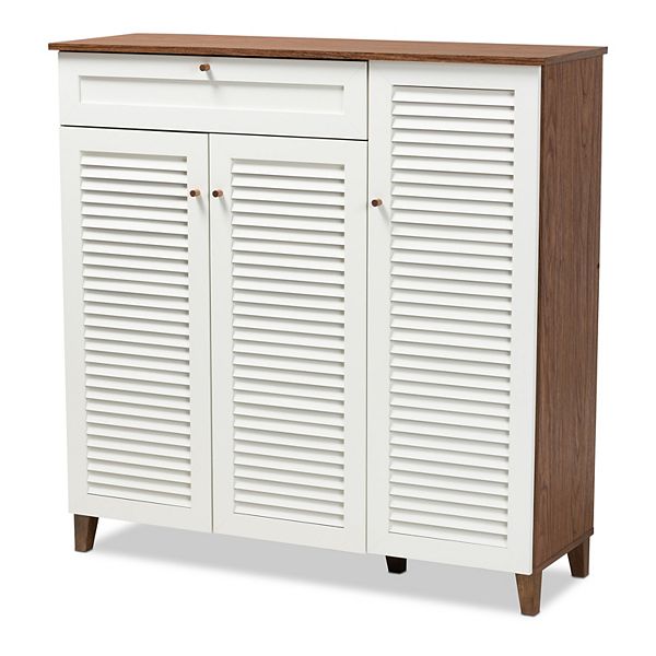 Baxton Studio Coolidge 11-Shelf Shoe Storage Cabinet