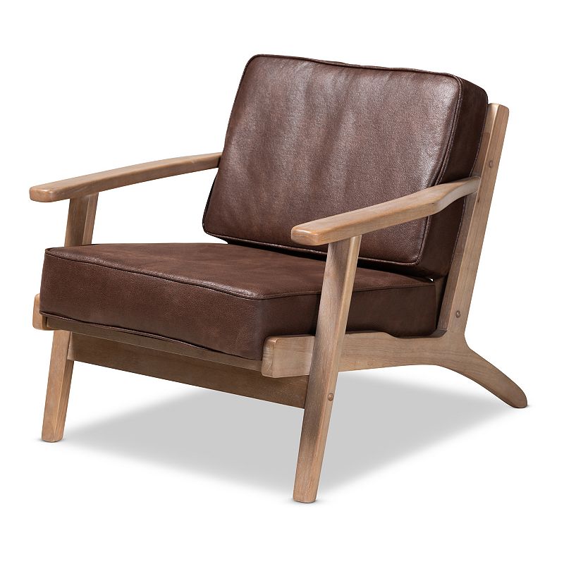Baxton Studio Sigrid Arm Chair, Brown