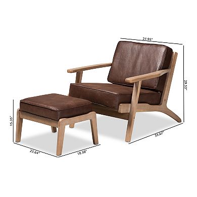 Baxton Studio Sigrid Arm Chair & Ottoman 2-piece Set