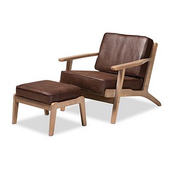 Baxton Studio Sigrid Arm Chair & Ottoman 2 pc Set