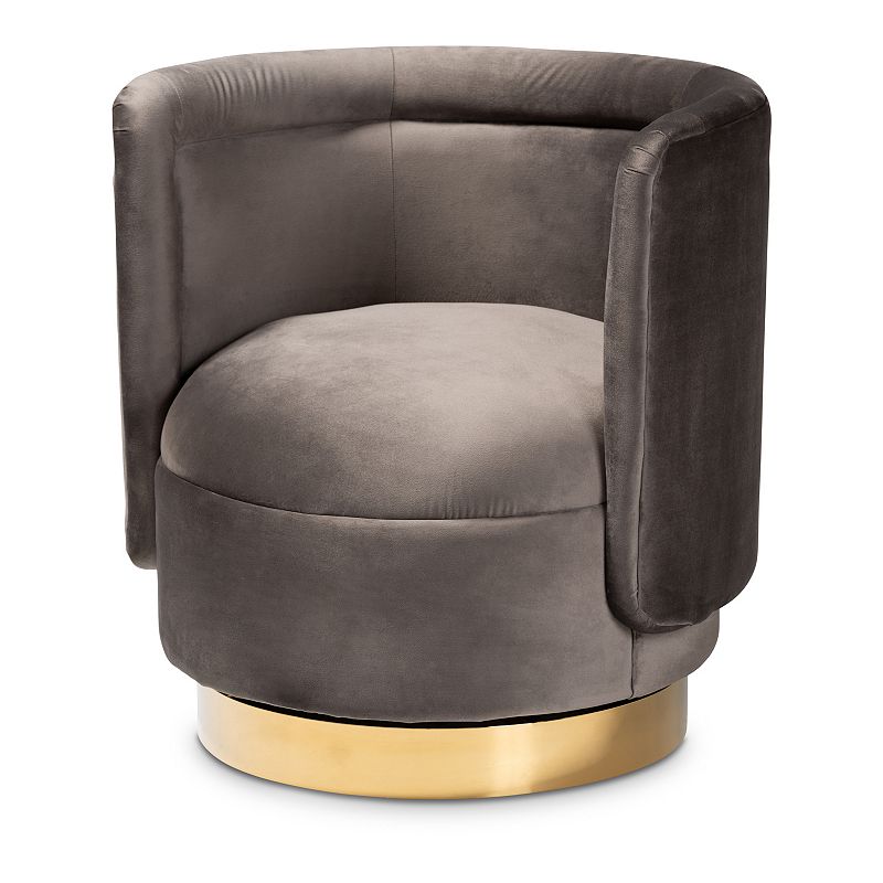 Baxton Studio Saffi Swivel Arm Chair, Grey