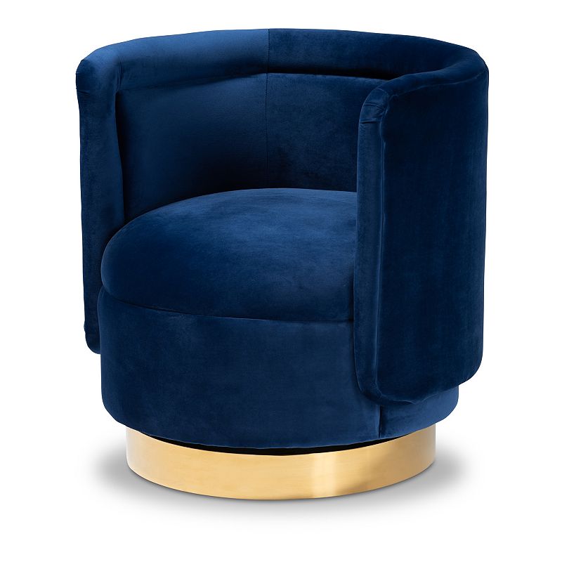 Baxton Studio Saffi Swivel Arm Chair, Blue