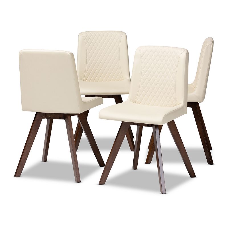 Baxton Studio Pernille Dining Chair 4-piece Set, Beig/Green